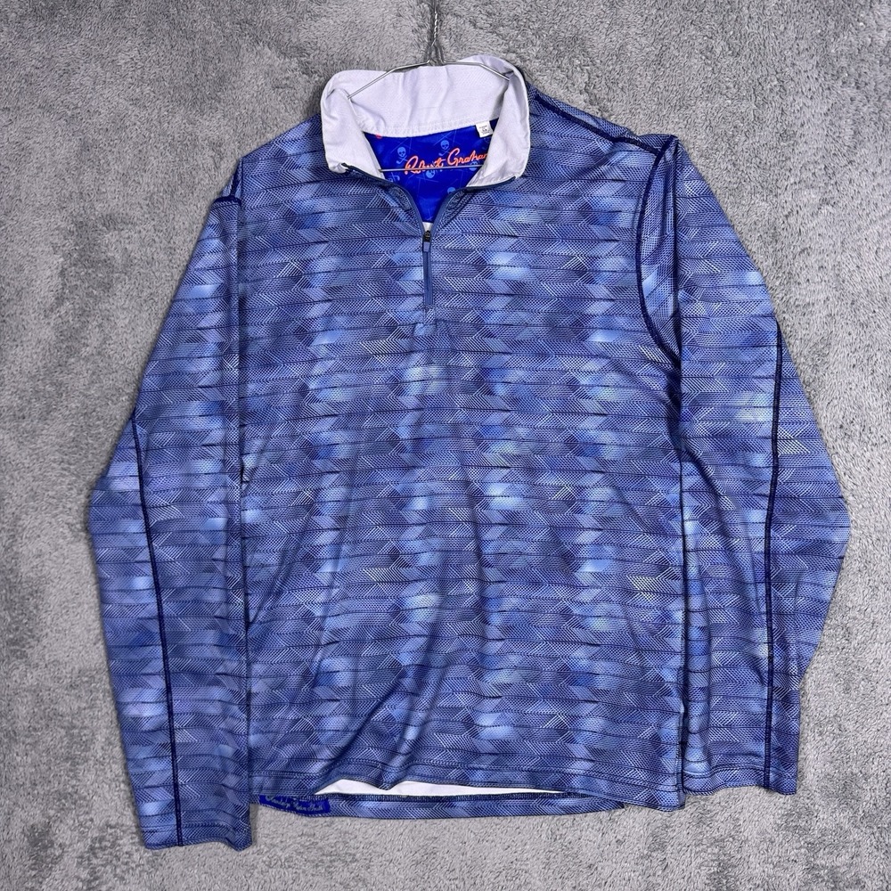 Robert Graham Jacket Men's M Classic 1/4 Zip Pullover Geometric Art UPF Wicking